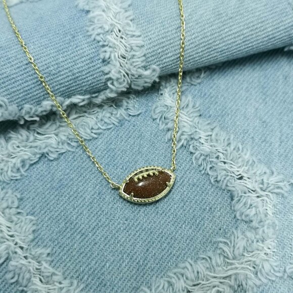 Kendra Scott Jewelry - Kendra Scott Football Gold Orange Goldstone Short Pendant Necklace
